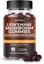 Mushroom Gummies - 10x Mushroom Suplemento con Ashwagandha y Lions Mane - Nootropic Brain Suplemento, Immune Support &amp; Stress Relief (90 CT) Classic Coke