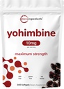 Suplementos de Yohimbina de doble fuerza para hombres y mujeres, 10 mg por ser, 300 Softgels, Yohimbine HCL con aceite de semilla de girasol virgen para una mejor absorción, apoya la producción de energía, África Raw