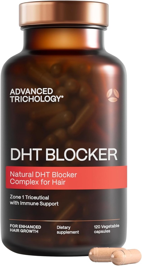 Advanced Trichology DHT Blocker - Hair Growth Supplement for Genetic Thinning for Hombre and Women ← Aprobado* por American Hair Loss Association - 120 Conde (Pack of 1)