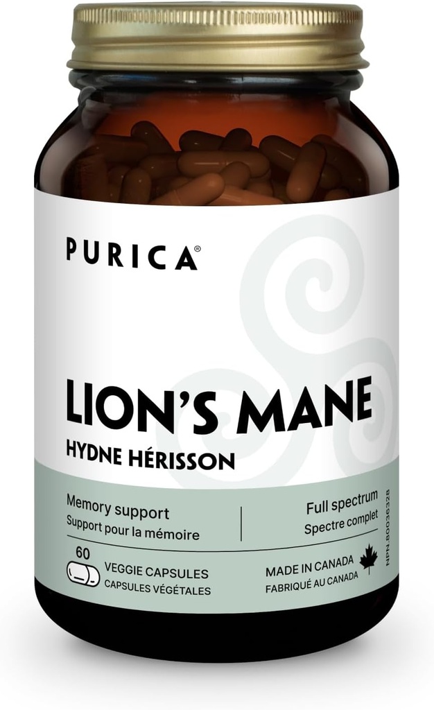 PURICA - Setas micronizadas Mane de León, 60 cápsulas veganas - promueve la salud cognitiva - Focus and Memory Support