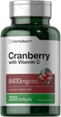Horbäach Cranberry Pills for Women and Men TEN 8400mg TEN 200 Softgels TENIDO Suplemento Extract con Vitamin C TENIDO Non-GMO, Gluten Free