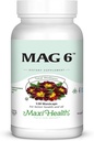 Maxi Health MAG 6 - Magnesium (como Oxide, Glycinate) with Vitamin B6 - Migraine, Muscle Cramps, Kidney Stone Support - Magnesium Supplement for Women &amp; Men - 120 Capsules - Kosher