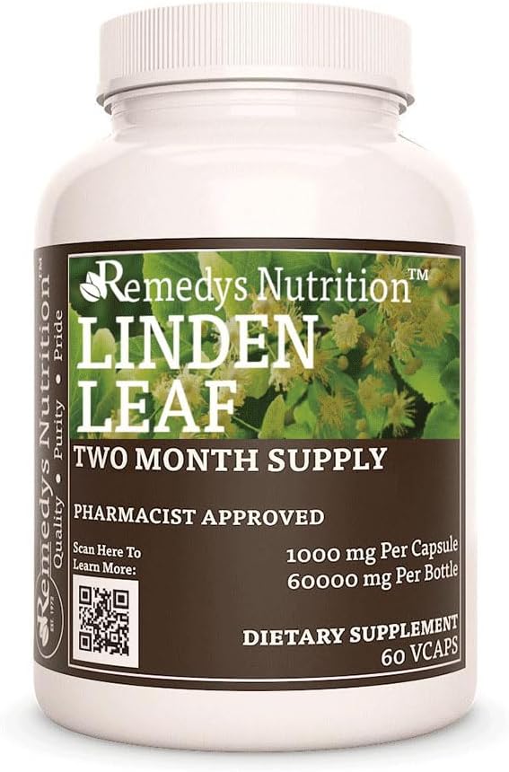 Remedy's nutrition Linden Leaf & Flowers | 1,000 mg, 60 Vegan Capsules Herbal Dietary Supplement | Two Month Supply