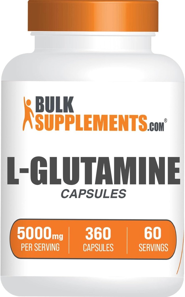 BulkSupplements.com L-Glutamine Capsules - Glutamine Supplement, Amino Acid Supplement - Gluten Free, 6 Capsules per Serving (5000mg), 360 Count (Pack of 1)