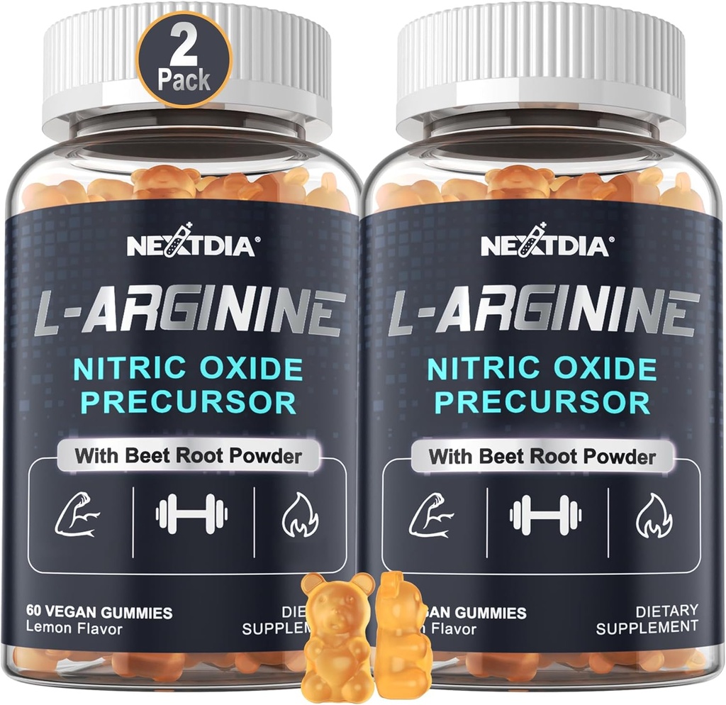 Azúcar Gratis L Arginina Nitric Oxide Gummies 1300mg para Hombres &amp; Mujeres con L Citrulline, Beet Root, B3 ANTE L Arginine L Citrulline Suplementos Ø Vegan, 120 Condes