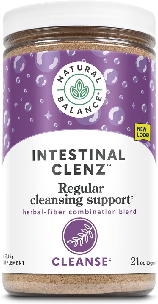 Natural Balance Intestinal Clenz Psyllium Herbal Cleansing Powder Healthy Digestion, Detox " Regularity Supplement No Gluten 21oz, 120 Serv.