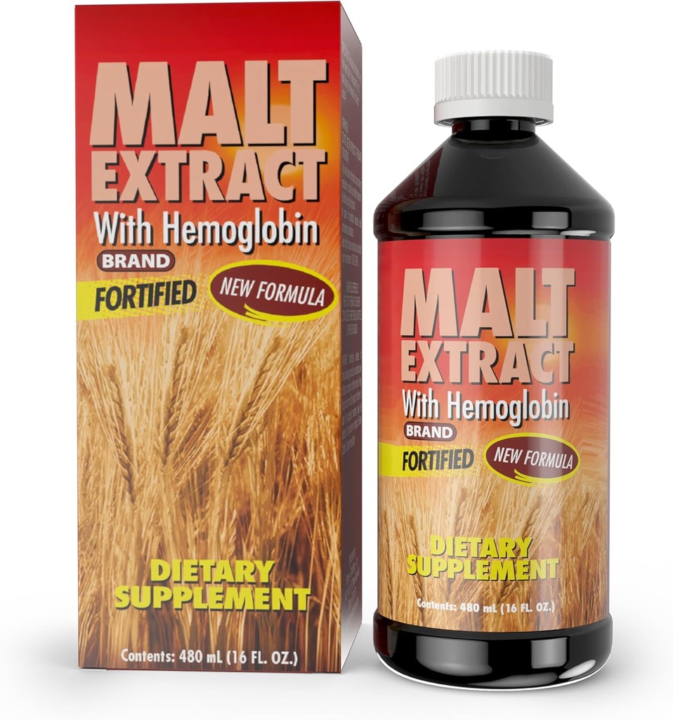 Extracto de malta y hemoglobina - Suplemento nutricional para energía y vitalidad (16 Fl Oz/Pack de 1)