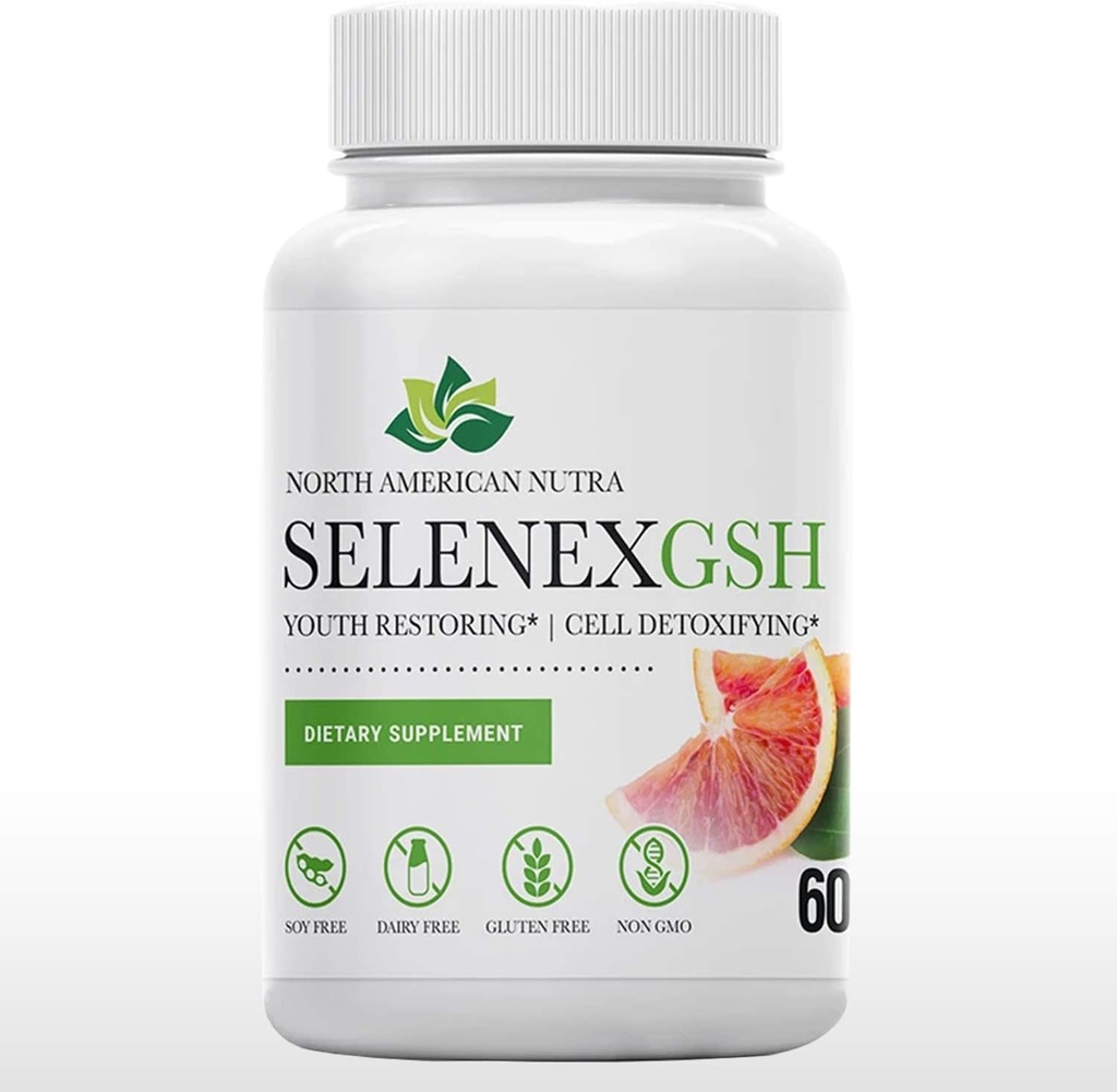 Selenex GSH tóxico Best for Glutathione Production Ø 60 cápsulas sometidas NAC 600mg, SelenoExcell® Selenium 200mcg, Red Orange Complex 100mg
