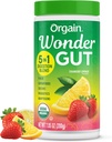 Orgain Organic Wonder Gut Fiber Supplement Powder, 5 in 1 Blend with 1 Billion Probiotics, Greens, Vitamina C, Adaptogens for Gut Health and Immune Support, Non-GMO, Strawberry Lemonade, 7.05 oz