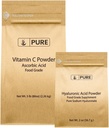 Ingredientes originales puros Vitamina C Powder y Ácido Hialurónico Bundle, Varios tamaños, Polvo fino, Soluble de agua