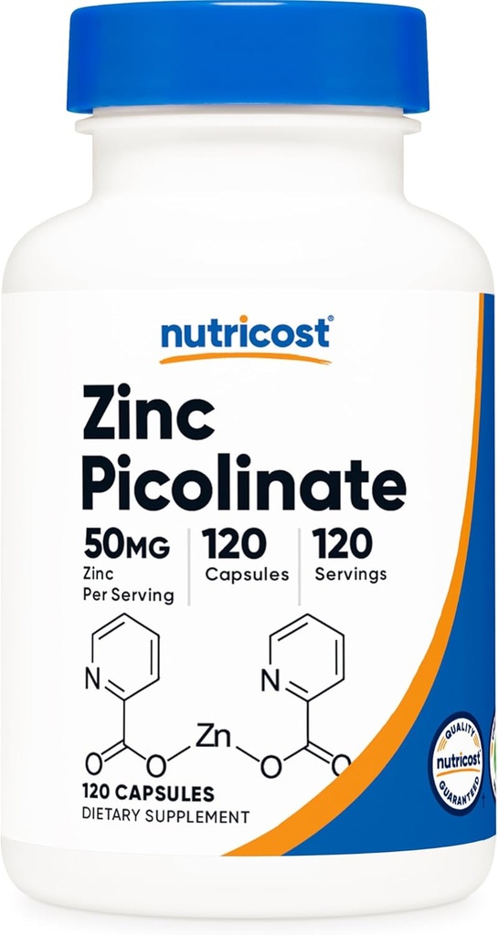 Nutricost Zinc Picolinate 50mg, 120 Vegetarian Capsules - Gluten Free and Non-GMO