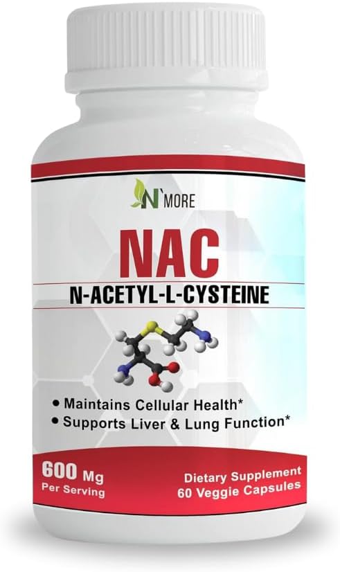 N'More N-Acetyl-Cysteine (NAC) 600Mg 60 Veggie Capsules Non-GMO, Gluten Free