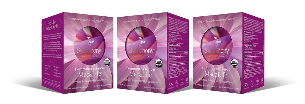 Femmenessence® MacaLife® – Suplemento Perimenopausal de Probada Clínica para Equilibrio de Hormonas Naturales, Alivio de Síntomas, Apoyo al Corazón " , Sin Hormonas Añadidos (360 cápsulas, 180 fuente de día)