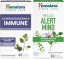 Himalaya Ashwagandha + Inmune with Vitamin C for Active Immune Support &amp; Hello Alert Mind for Energy, Focus &amp; Atención, 60 cápsulas cada una - Bundle