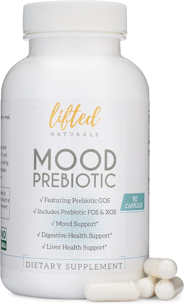 Naturales elevados Mood Prebiótico Prebiótico Fibra Suplemento - 90 cápsulas - Características GOS Prebiótico, Plus Prebiótico XOS y FOS - Mood natural, Immune &amp; Digestive Support