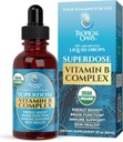 Superdose Vitamina Orgánica B Complejo Líquidas gotas rígidas 125.000% DV Vitamina B12, B6, Biotina, Niacina, Folate ANTERIGEN Energía, Cerebro Salud, Immune Apoyo Silencioso USDA Orgánica, Vegan, No OMM TEN 60 Serv, 2 Mo.