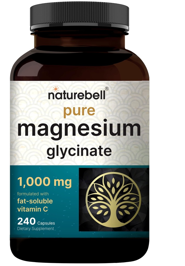 NatureBell Magnesium Glycinate 1,000mg, 240 Capsules  durable 500mg per Capsule tención 100% Chelated & Purified peru Sleep, Muscle & Nerve Support ← Non-GMO, Gluten-Free