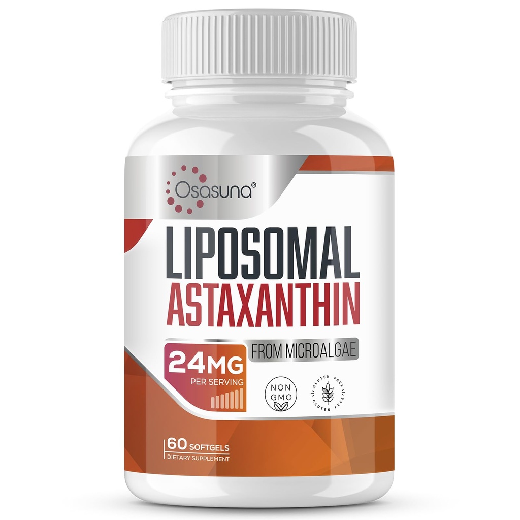 Liposomal Astaxanthin Supplement 24 MG, Maximum Absorption, Antioxidant Stronger Than VIT C, Non-GMO & Gluten Free - 60 Softgels(2 Months Supply)