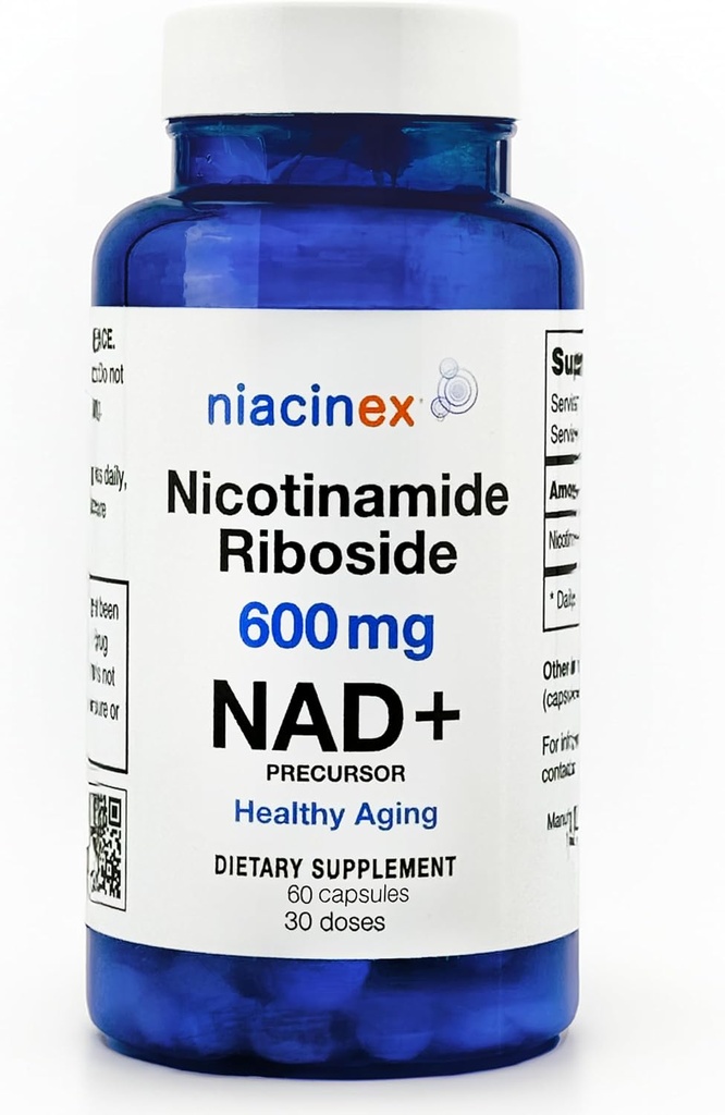 NAD+ Suplemento - 600mg Pure Nicotinamide Riboside (NR) - Envejecimiento saludable, Claridad mental &amp; energía Booster - Suplementos de regeneración celular para mujeres y hombres - 60 NAD Plus cápsulas - Hecho en EE.UU.