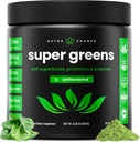 NutraChamps Super Greens Powder Premium Superfood ← 20+ Organic Green Veggie Whole Foods ¦ Wheat Grass, Spirulina, Chlorella ANTE Antioxidante, Enzyme Digestivo &amp; Blends Probióticos (9.0 Oz, Desflavorado)