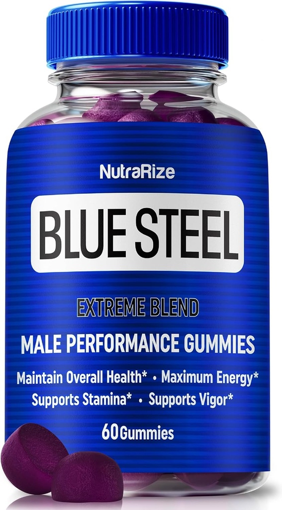 Blue Steel Gummies for Men, Daily Nutrition to Boost Confidence and General Health, All Natural Supplement to Support Peak Performance, Official Male Gummy, BlueSteel Reviews (60 Gummies)