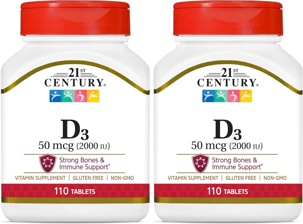 21st Century D3 2000 IU Tablets, 110 Count (Pack of 2)