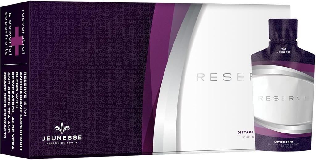 Jeunesse Global Reserve - Antioxidant Fruit Blend Nutritional Supplement- 30 Packets per Box (30ml)