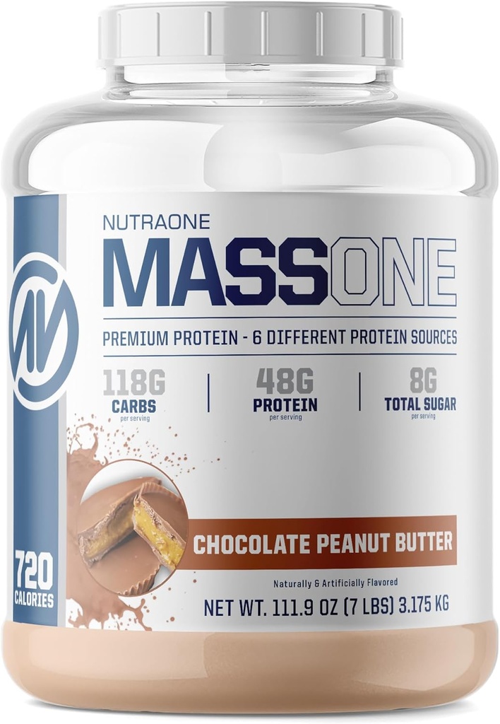 NutraOne Massone Gainer Protein Powder Gain Mass Protein Meal Replacement (Chocolate Peanut Butter - 7 lbs.)
