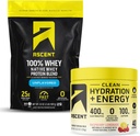 Ascenso 100% Whey Protein Powder, Desflavorado 2 lb & hidratación + electrolitos de energía, Raspberry Lemonade 40 Servimientos
