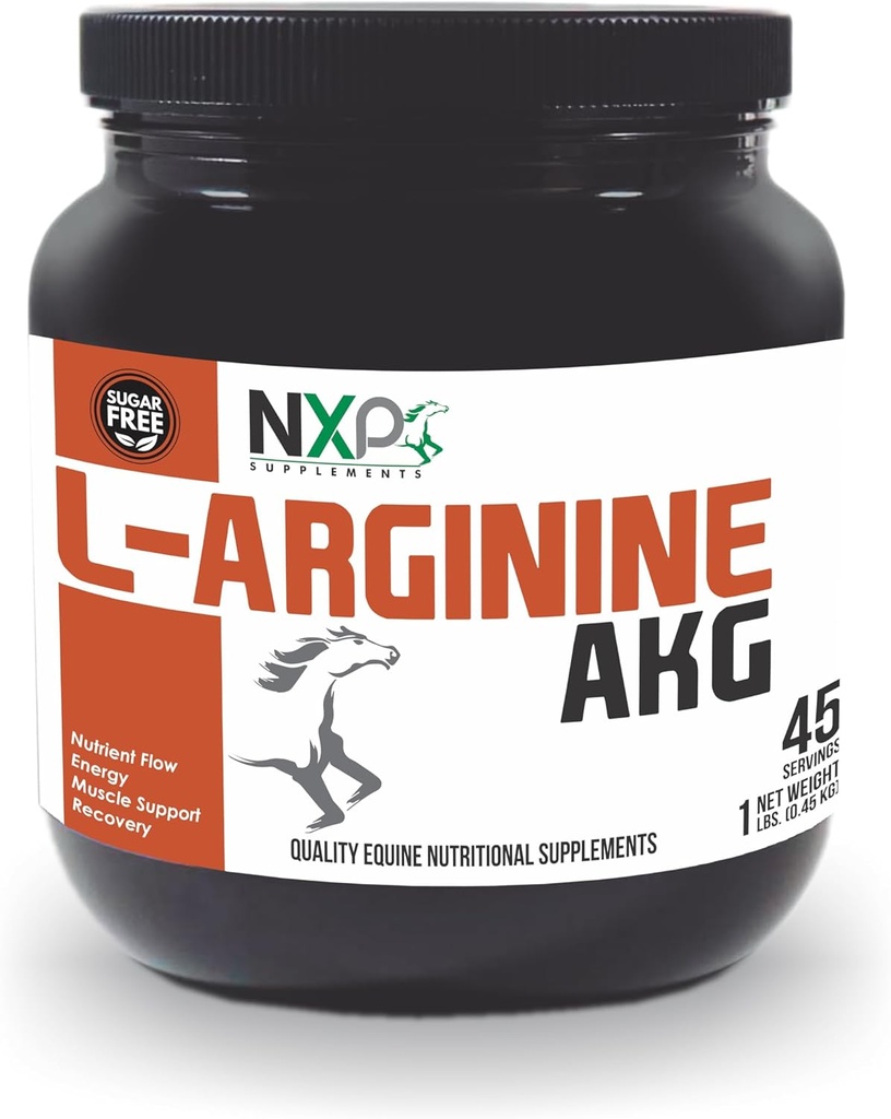 L-Arginina AKG - Boosts Performance, Muscle, Energy & Recovery Nitric Oxide Booster Vasodilation Nutrient Flow Support Suplemento para Caballos - 1 lb / 45 Servimientos