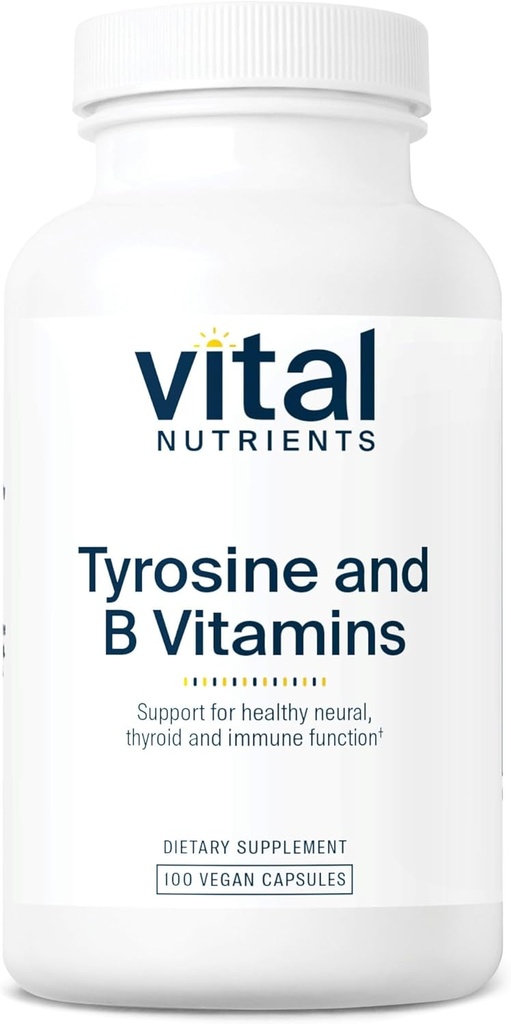 Vital Nutrients Tyrosine y B Vitaminas Silenciosos Tiroides, Inmunes y Nerve Soporte Fórmula Silencio Adrenal Soporte Complejo Silencioso Gluten, Dairy, Soy Gratis