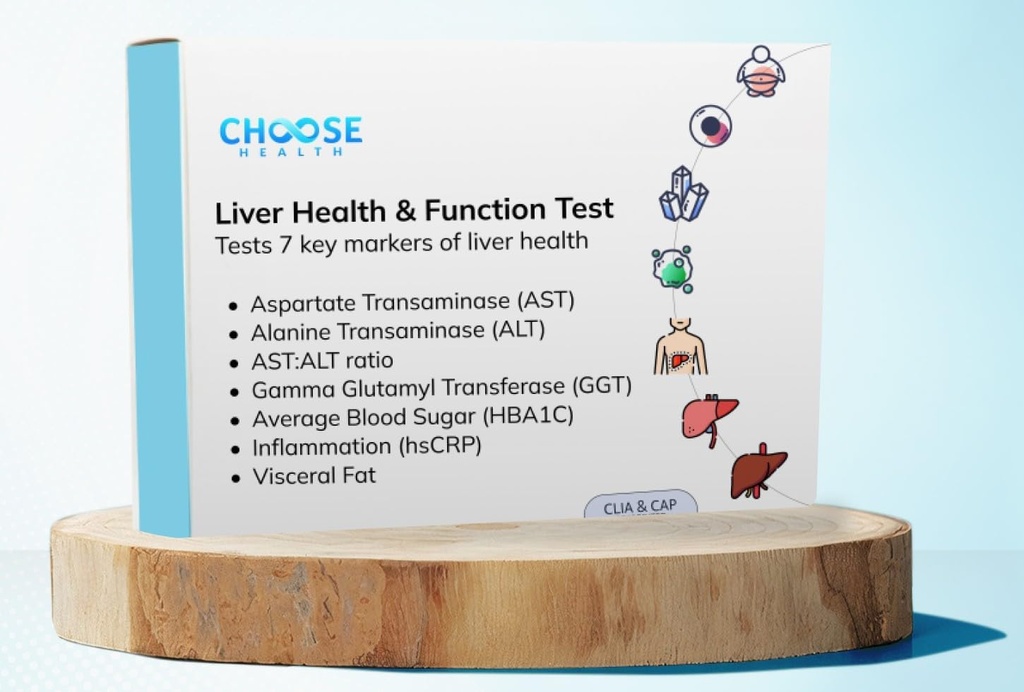 Liver Health ' Function Test confidencialidad 7-in-1 at-Home Liver Test ← Health ← Test y Track Liver Function &amp; Health ← AST TEN ALT TEN GGT