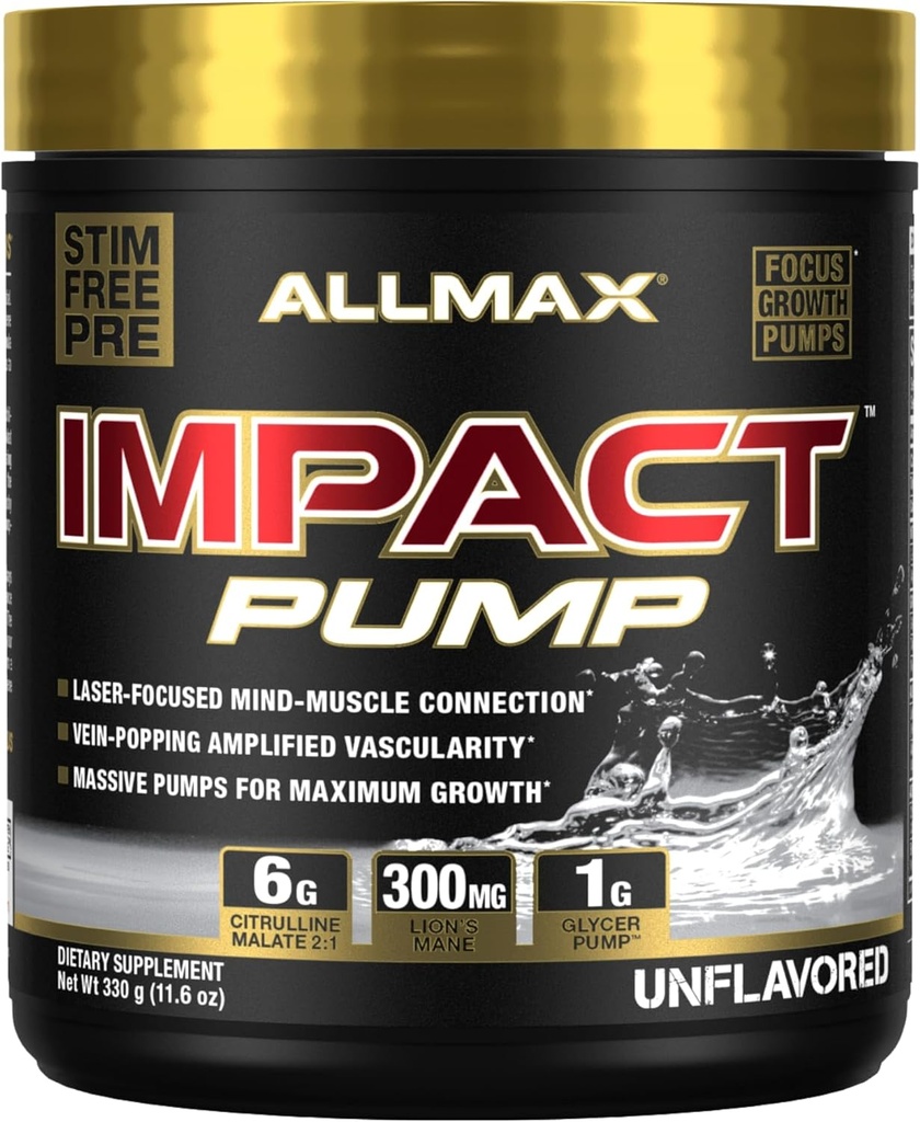 ALLMAX Bomba de impacto nutricional Stim Free Pre Workout, 30 Actuaciones (Sin sabor)