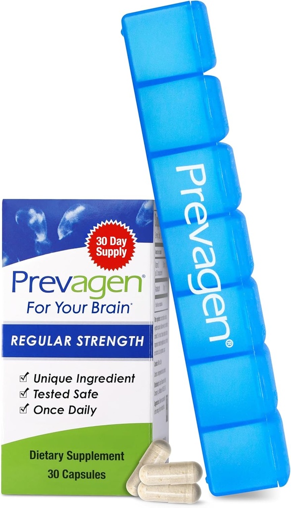 Prevagen Regular Strength - 30 Capsules (1 Month Supply) | Formulated for Your Brain | 10mg of Apoaequorin Plus Vitamin D3 with 7-Day Pill Minder