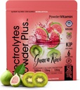 PowderVitamin Electrolytes Powder Plus (50 Servings) Guava Kiwi Electrolyte Powder Zero Calorie Keto, 0 Azúcar, No Maltodextrin,1000mg Potasio, 120mg Calcio,120mg Magnesio, Hidratación Powde