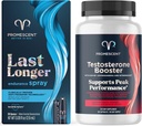 Promescent Delay Spray para Él (2.6ml) + Testosterone Booster para Hombre Suplemento con Tongkat Ali (LongJack), KSM-66 Ashwagandha, Horny Goat Weed