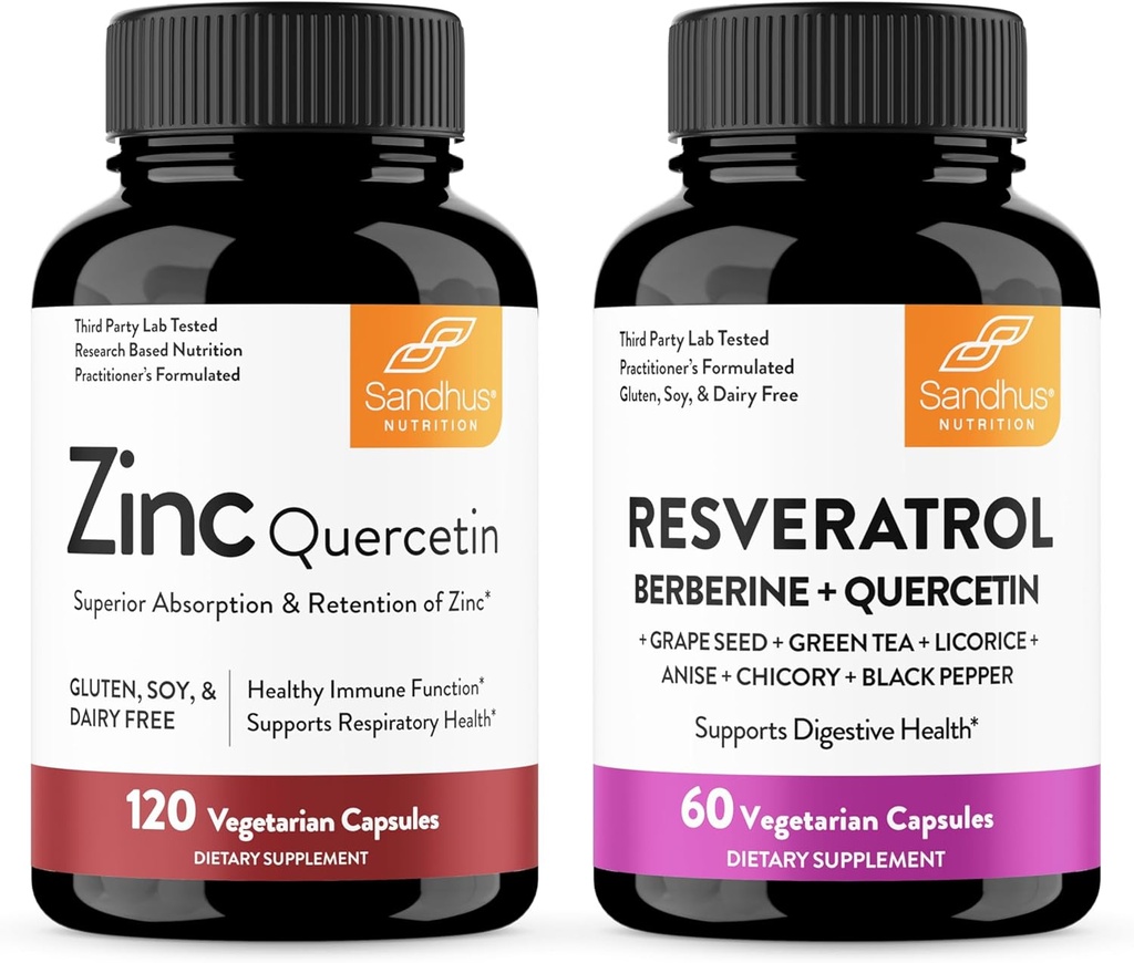 Sandhu's Zinc Quercetin " Resveratrol Capsules  durable Support Immune Health