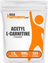 BulkSupplements.com Acetil L-Carnitine Powder - como ALCAR HCl, Carnitine Supplement - Gluten Free, 1.5g por Serving, 500g (1.1 lbs) (Pack of 1)