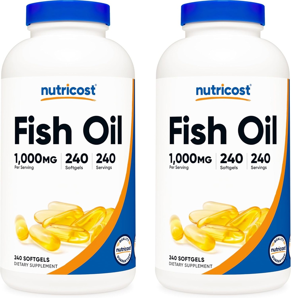 Nutricost Fish Oil 1000mg (560mg de Omega-3), 240 Softgels (2 Botellas)