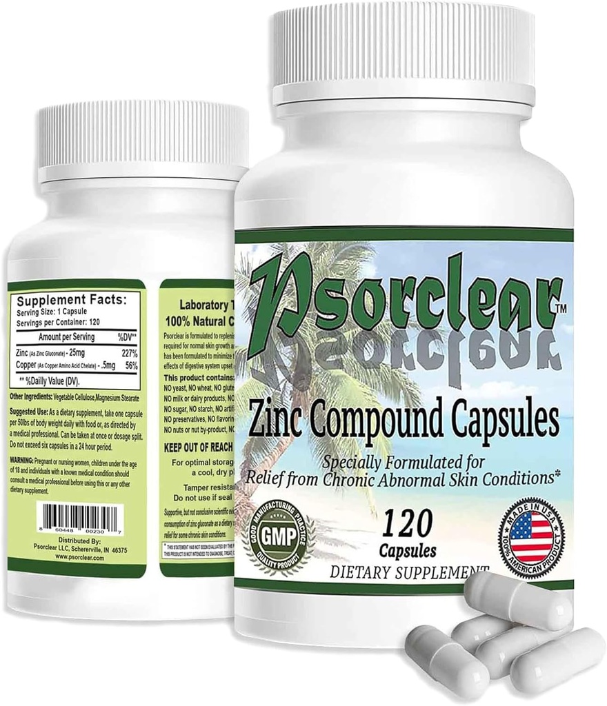 Psorclear-Psoriasis " Eczema Relief " A Proven Effective and All-Natural Product for Psoriasis Eczema " Rosacea Relief That Works - Rated One of the Best (120 Count Bottle)