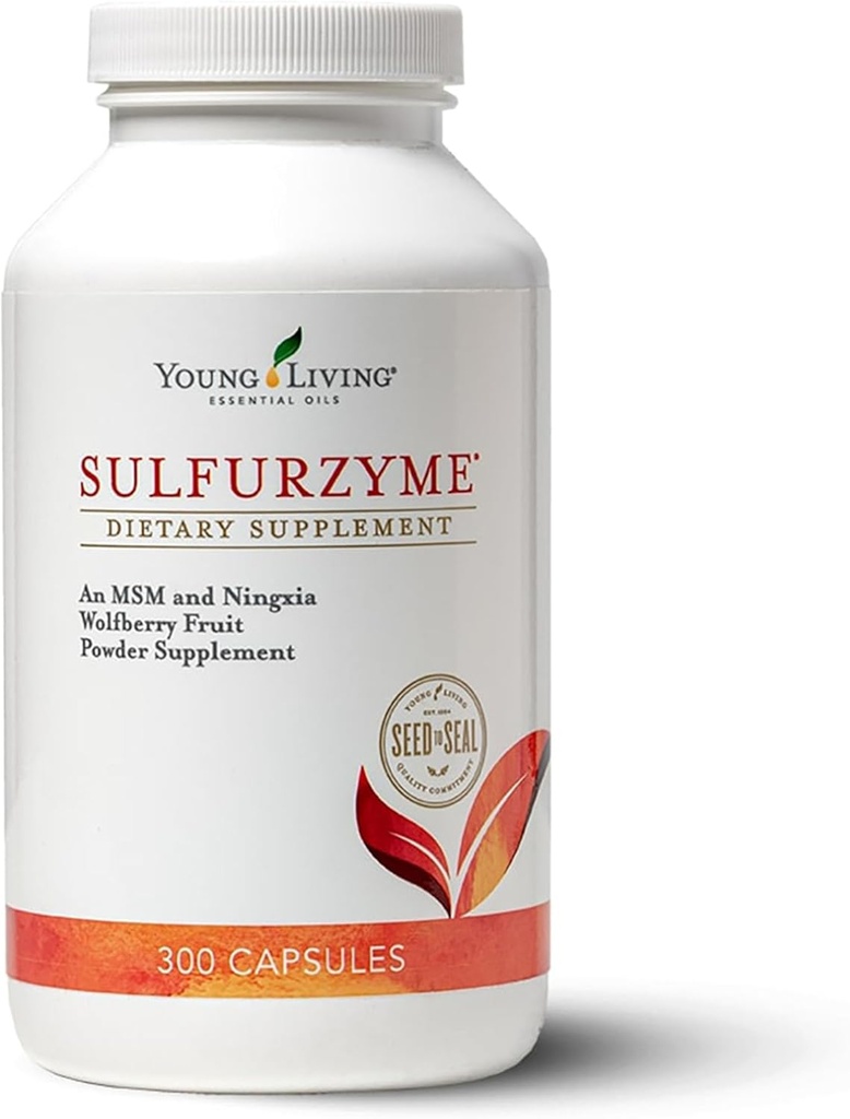 Young Living Sulfurzyme, 300 cápsulas, apoya la salud conjunta, promueve la piel sana y el cabello, ayuda en general bienestar con MSM y Wolfberry Powder Blend