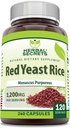 Herbal Secrets Red Yeast Rice 1200 Mg per Serving, 240 Veggie Capsules Suplemento Silencio No-GMO Silencio Gluten Free ← Made in USA