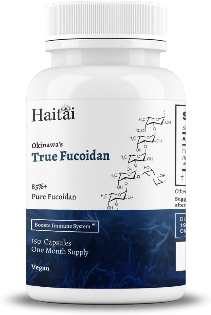 Verdadero Fucoidan de Okinawa - 85%+ Puro Fucoidan, Blue Zone Product, Extracto de Mozuku Seaweed (Okinawa, Japón) - No Gluten Free, Vegan Friendly - 30 Day Supply