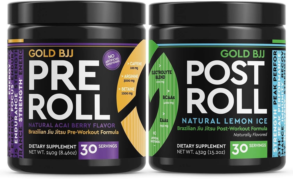 Gold BJJ PreRoll y PostRoll Jiu Jitsu Suplemento Bundle
