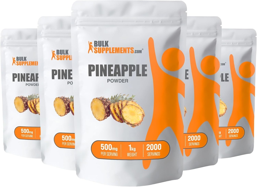 BulkSupplements.com Pineapple Powder - Pineapple Fruit Powder, for Flavoring " Smoothies - Unsweetened " Gluten Free, 500mg por Serving, 5g (11 lbs) (Pack of 5)