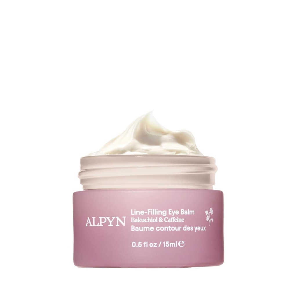 Alpyn Line-Filling Eye Balm con Bakuchiol &amp; Caffeine, Reduzca el aspecto de las líneas finas " Arrugas, Minimice la apariencia de los círculos oscuros blancos " , 0,5 oz / 14 ml