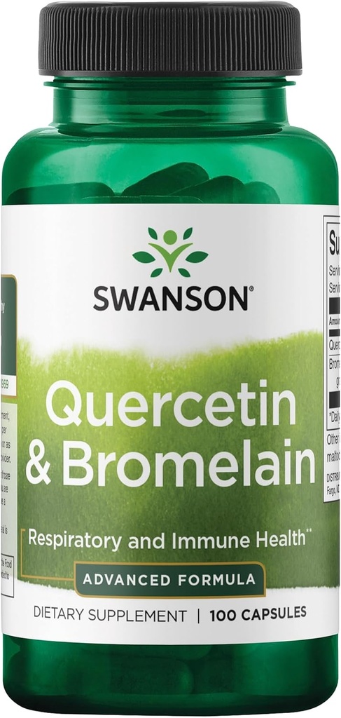 Swanson Quercetin & Bromelain-Promote Respiratory Health Support-Aid Seasonal Immune System Health-Support Cholesterol Levels Already w/i Normal Range 100 Caps (250mg Quercetin/78mg Bromelain)