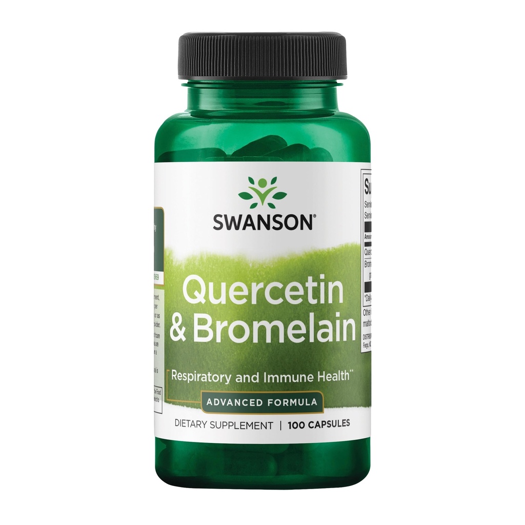 Swanson Quercetin & Bromelain-Promote Respiratory Health Support-Aid Seasonal Immune System Health-Support Cholesterol Levels Already w/i Normal Range 100 Caps (250mg Quercetin/78mg Bromelain)