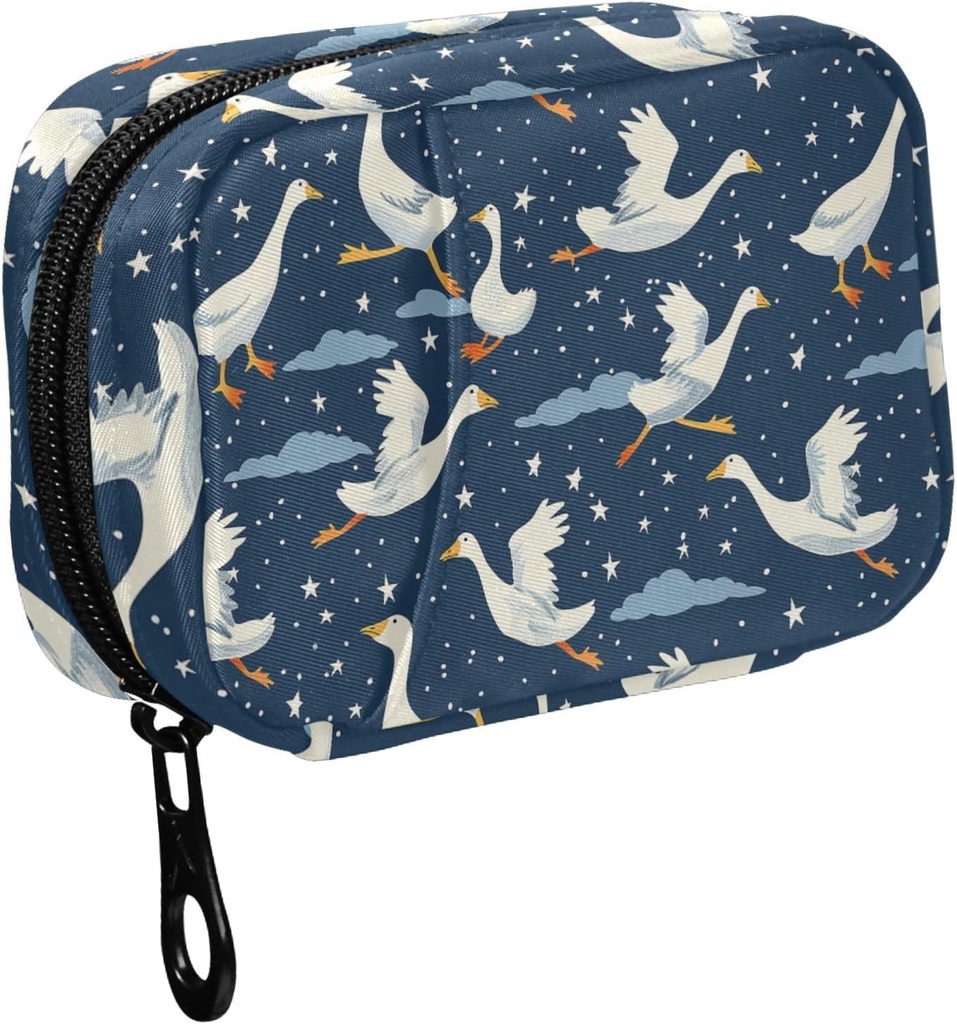 Fustylead Geese Divertido Volando en Nightsky y estrellas Travel Pill Organizer Bolsa con Zipper Caja de Pill Pequeña 7 Día de Pill Caso para el Almacenamiento de Purse Suplemento semanal de Medicina de la Vitamina