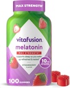 vitafusion Max Strength 10 mg Melatonin Gummies, Strawberry Flavored, Adult Melatonin Gummy Vitamin Supplement, 100 Count, 50 Day Supply